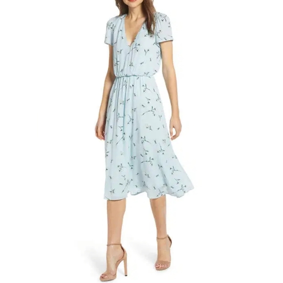 Wayf  New Women’s Blue Floral Midi Dress Size M - Picture 1 of 8